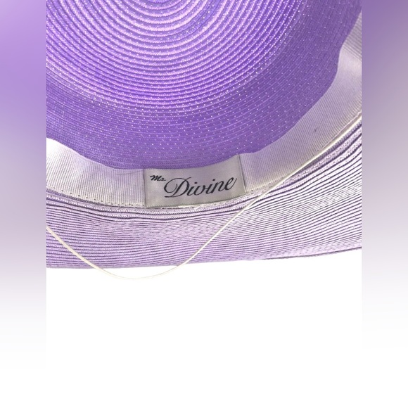 Ms Divine Purple Lavender Lilac Wide Brim Church Hat Derby Hat - Picture 8 of 8